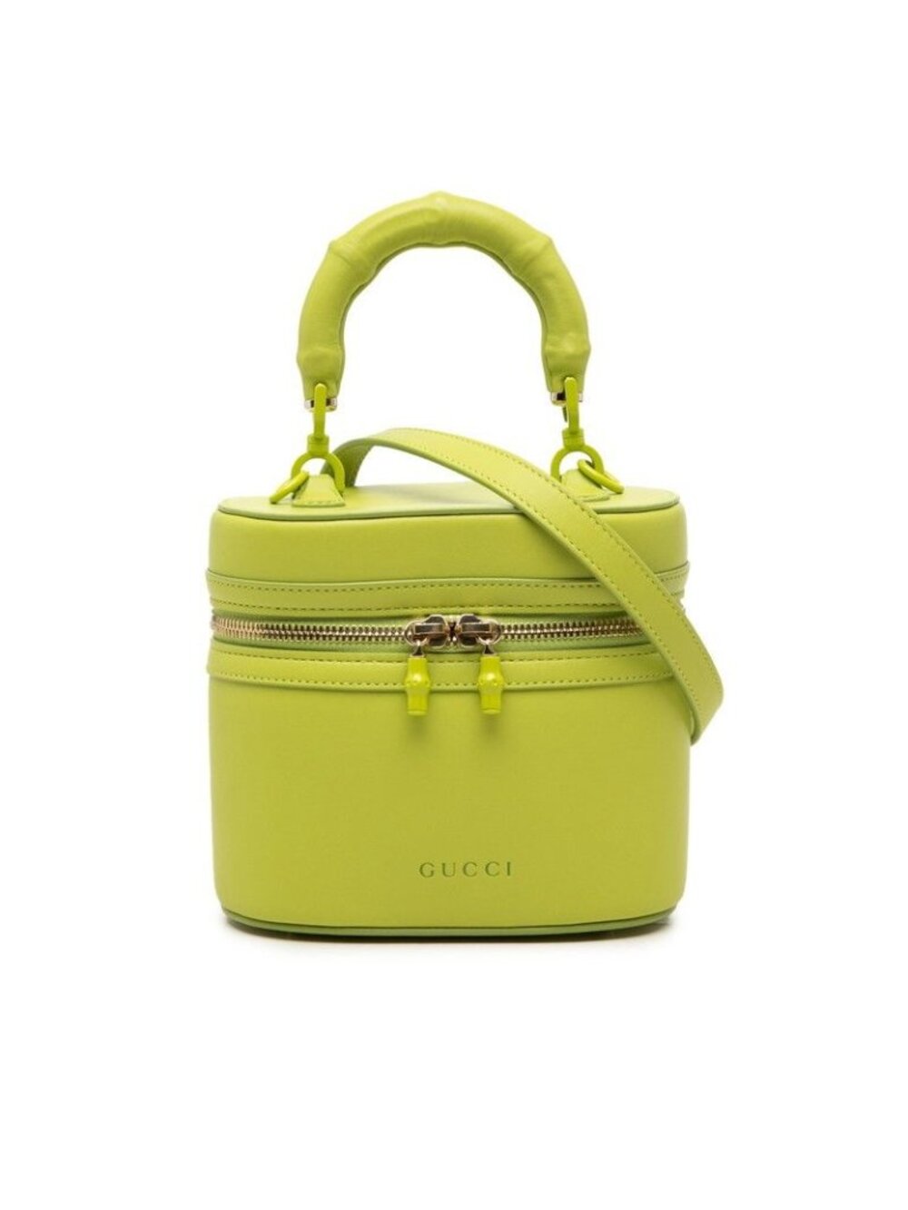 Gucci Bamboo Vanity Shoulder Bag 2-Way Light Green Leather